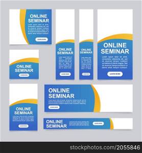 Online lectures for students web banner design template. Vector flyer with text space. Advertising placard with customized copyspace. Promotional printable poster for advertising. Graphic layout. Online lectures for students web banner design template