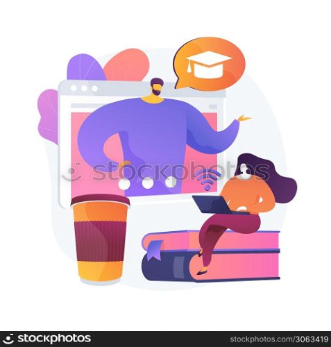 Online lecturing. Distance learning opportunities, self education, internet courses. E learning technologies. Woman watching video tutorial. Vector isolated concept metaphor illustration. Online workshop vector concept metaphor