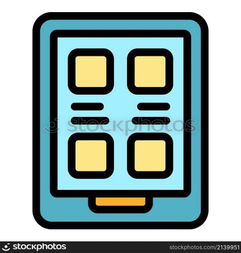 Online library icon. Outline online library vector icon color flat isolated. Online library icon color outline vector