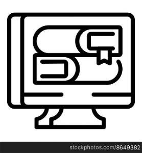 Online library icon outline vector. Child study. Help homework. Online library icon outline vector. Child study