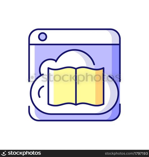 Online library RGB color icon. Digital database with books, documents. Information resources collection. Remote access to educational content. Isolated vector illustration. Simple filled line drawing. Online library RGB color icon