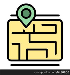 Online marker icon outline vector. Store map. Pin point color flat. Online marker icon vector flat