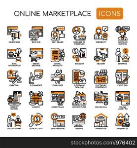 Online Marketplace , Thin Line and Pixel Perfect Icons