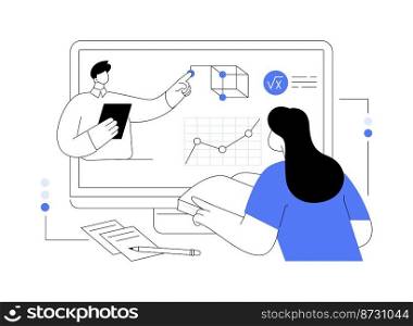 Online math tutoring abstract concept vector illustration. Math private lessons, reach your academic goals, online education in quarantine, homeschooling, qualified teachers abstract metaphor.. Online math tutoring abstract concept vector illustration.