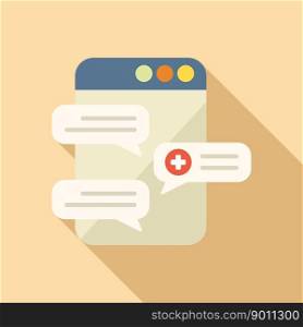 Online medical chat icon flat vector. Online medical consultation. Doctor patient. Online medical chat icon flat vector. Online medical consultation