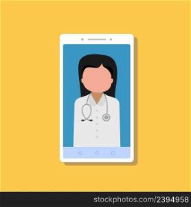 Online medical consultation on the smartphone. Stock HD vector . Online medical consultation on the smartphone. Stock vector