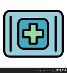 Online medical data icon. Outline online medical data vector icon color flat isolated. Online medical data icon color outline vector