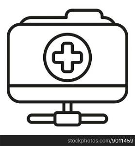 Online medical folder icon outline vector. Clinic patient. Phone service. Online medical folder icon outline vector. Clinic patient