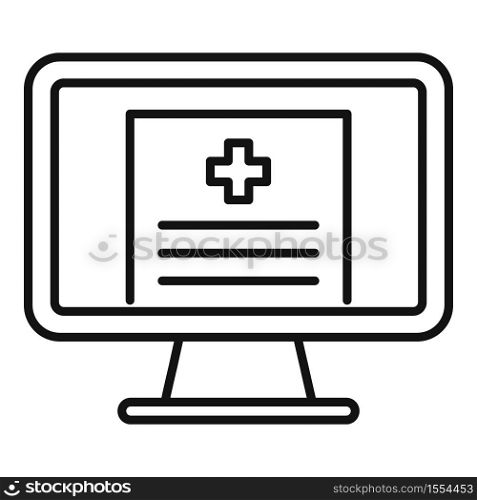 Online medical monitor icon. Outline online medical monitor vector icon for web design isolated on white background. Online medical monitor icon, outline style