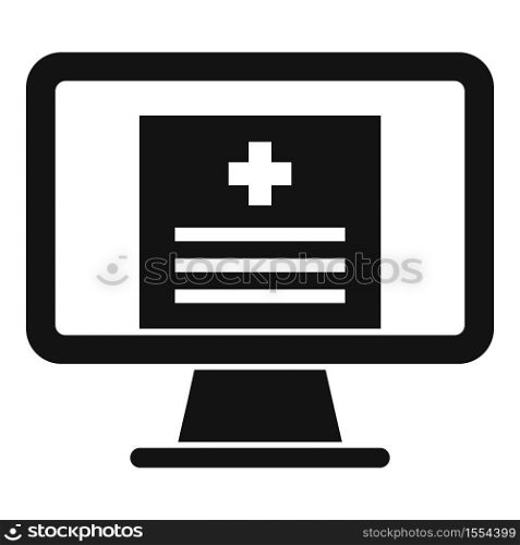Online medical monitor icon. Simple illustration of online medical monitor vector icon for web design isolated on white background. Online medical monitor icon, simple style