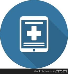 Online Medical Services Icon. Flat Design. Long Shadow.