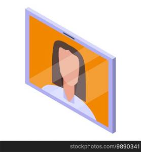 Online meeting icon. Isometric of online meeting vector icon for web design isolated on white background. Online meeting icon, isometric style