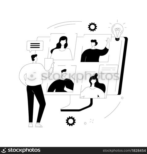 Online meetup abstract concept vector illustration. Conference call, join meetup group, video call online service, distance communication, informal meeting, members networking abstract metaphor.. Online meetup abstract concept vector illustration.