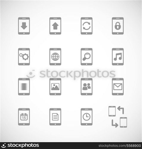 Online mobile applications iconset, contour flat isolated vector illustration