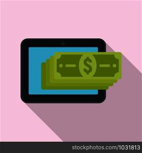 Online money cash icon. Flat illustration of online money cash vector icon for web design. Online money cash icon, flat style