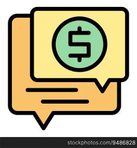 Online money chat icon outline vector. Mobile bank. Send transfer color flat. Online money chat icon vector flat