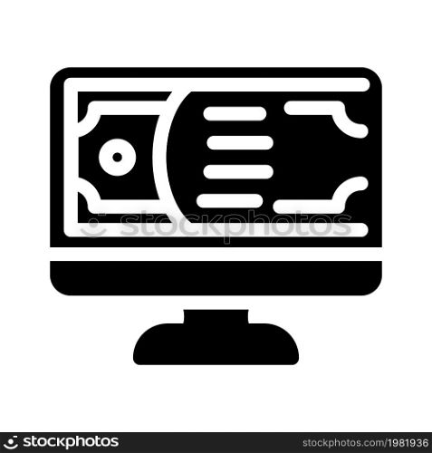 online money glyph icon vector. online money sign. isolated contour symbol black illustration. online money glyph icon vector illustration