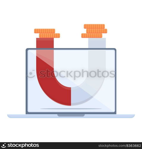 Online money magnet icon cartoon vector. Blog monetize. Profit lead. Online money magnet icon cartoon vector. Blog monetize