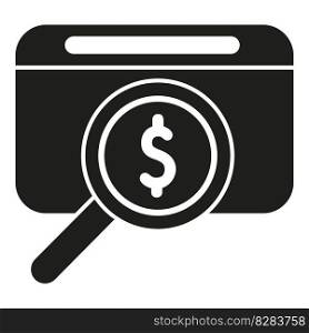 Online money search icon simple vector. Bank finance. Deposit reserve. Online money search icon simple vector. Bank finance