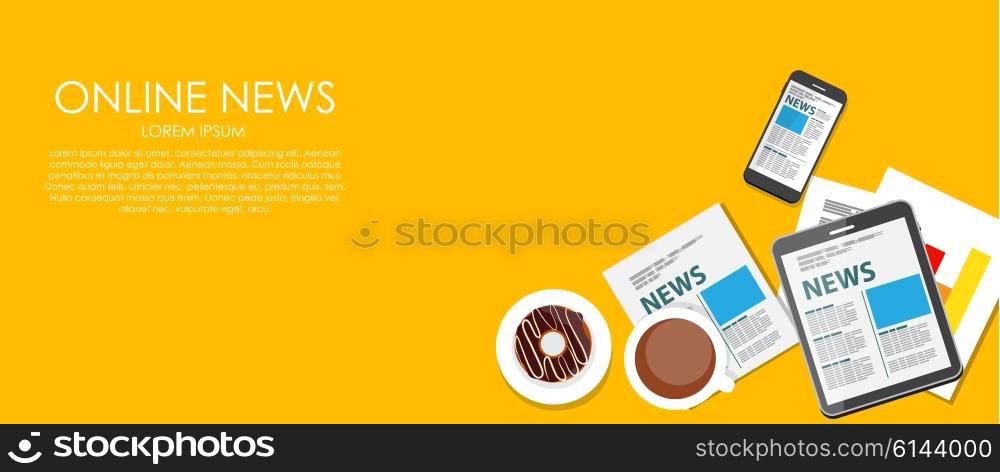 Online News Vector illustration. Flat computing background. EPS10. Online News Vector illustration. Flat computing background.