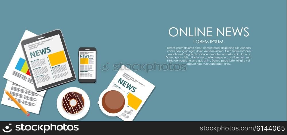 Online News Vector illustration. Flat computing background. EPS10. Online News Vector illustration. Flat computing background.