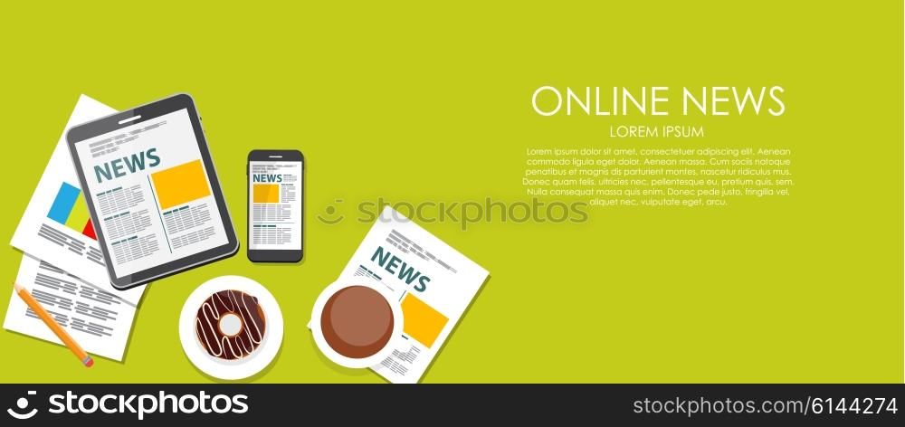 Online News Vector illustration. Flat computing background. EPS10. Online News Vector illustration. Flat computing background.