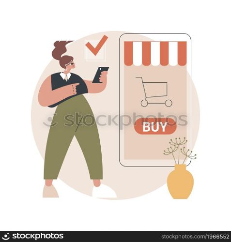 Online order abstract concept vector illustration. Online food ordering, digital restaurant menu, eat at home app, no human contact delivery service, buying goods on internet abstract metaphor.. Online order abstract concept vector illustration.