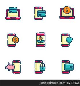 online payment and money management icon set flat design vector illustration