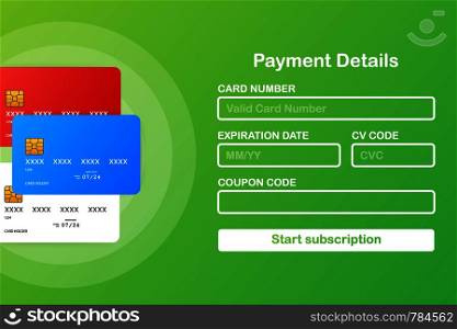 Online payment form. Online digital invoice on smartphone. Vector stock illustration.
