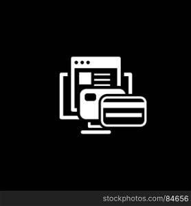 Online Payment Icon. Flat Design.. Online Payment Icon. Flat Design Isolated Illustration. App Symbol or UI element. Desktop PC with Bank Cards and Web Page.