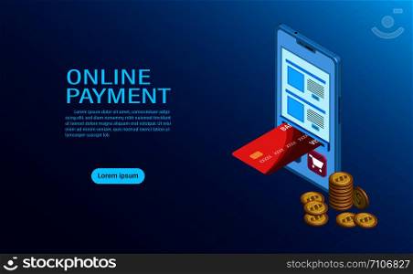 online payment with mobile. protection of money in cellphone transactions. modern flat design isometric. illustration