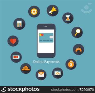 Online Payments Flat Concept Vector Illustration. EPS10. Online Payments Flat Concept Vector Illustration