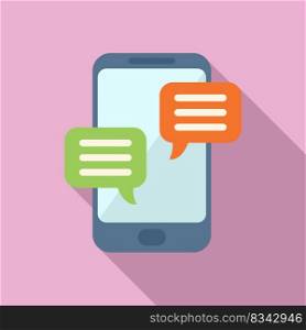 Online phone chat icon flat vector. Mobile person. App smart. Online phone chat icon flat vector. Mobile person