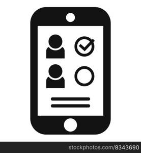 Online phone choice icon simple vector. Democracy sign. Poll ballot. Online phone choice icon simple vector. Democracy sign