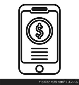 Online phone money icon flat vector. Smart app. Network message. Online phone money icon flat vector. Smart app