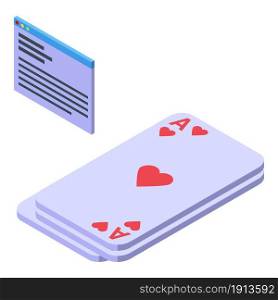 Online play cards icon isometric vector. Card poker. Casino gambling. Online play cards icon isometric vector. Card poker