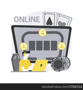 Online poker abstract concept vector illustration. Digital poker, internet gambling club, online casino rooms, real money play, professional gambler, international tournament abstract metaphor.. Online poker abstract concept vector illustration.