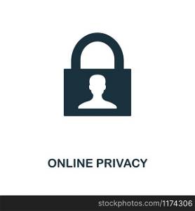 Online Privacy icon. Monochrome style design from internet security collection. UI. Pixel perfect simple pictogram online privacy icon. Web design, apps, software, print usage.. Online Privacy icon. Monochrome style design from internet security icon collection. UI. Pixel perfect simple pictogram online privacy icon. Web design, apps, software, print usage.