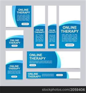 Online psychological therapy web banner design template. Vector flyer with text space. Advertising placard with customized copyspace. Promotional printable poster for advertising. Graphic layout. Online psychological therapy web banner design template