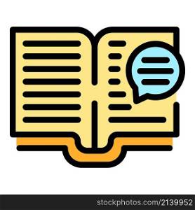 Online reading book icon. Outline online reading book vector icon color flat isolated. Online reading book icon color outline vector