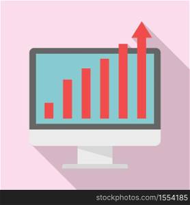Online report graph icon. Flat illustration of online report graph vector icon for web design. Online report graph icon, flat style