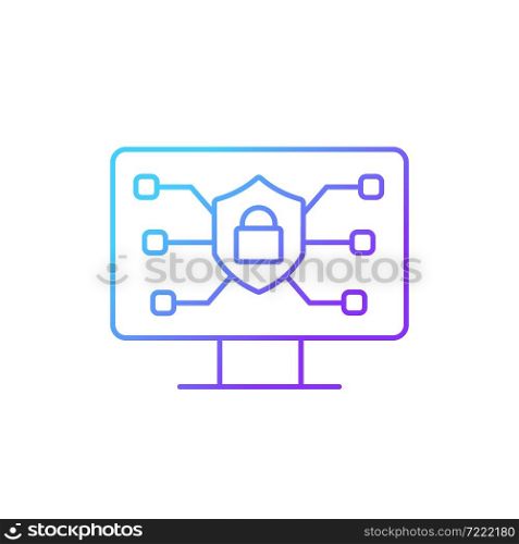 Online safety gradient linear vector icon. Securing internet connection. Protecting network. Security consciousness. Thin line color symbol. Modern style pictogram. Vector isolated outline drawing. Online safety gradient linear vector icon
