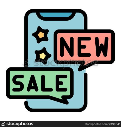 Online sale icon. Outline online sale vector icon color flat isolated. Online sale icon color outline vector