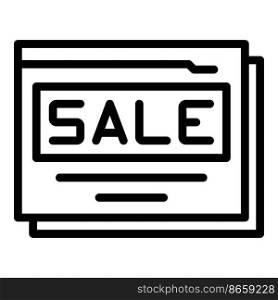 Online sale icon outline vector. Computer store. Shop retail. Online sale icon outline vector. Computer store