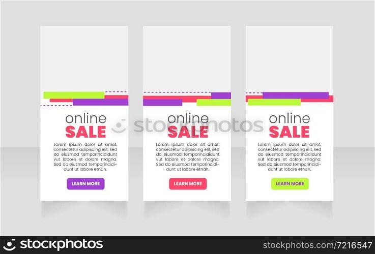 Online sale vertical web banner design template. Vector flyer with text space. Advertising placard with customized copyspace. Promotional printable poster for advertising. Graphic layout. Online sale vertical web banner design template