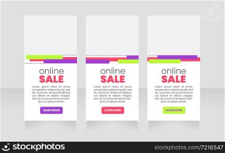 Online sale vertical web banner design template. Vector flyer with text space. Advertising placard with customized copyspace. Promotional printable poster for advertising. Graphic layout. Online sale vertical web banner design template