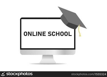 Online school vector ollustration. E-learning. Online education.