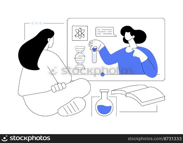 Online Science tutoring abstract concept vector illustration. Personalised learning, online educational platform, homeschooling in covid-2019 quarantine, science video lessons abstract metaphor.. Online Science tutoring abstract concept vector illustration.
