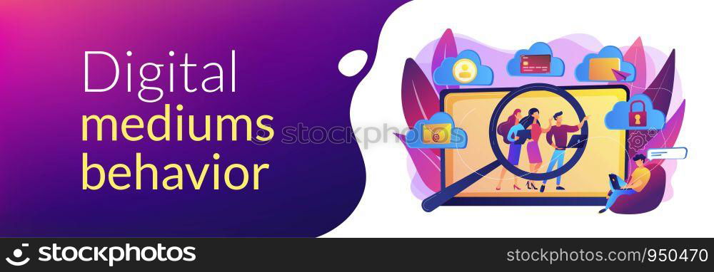 Online security breach, immoral private life offence. Digital ethics and privacy, digital mediums behavior, internet privacy violation concept. Header or footer banner template with copy space.. Digital ethics and privacy concept banner header