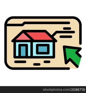 Online selection home icon. Outline online selection home vector icon color flat isolated. Online selection home icon color outline vector